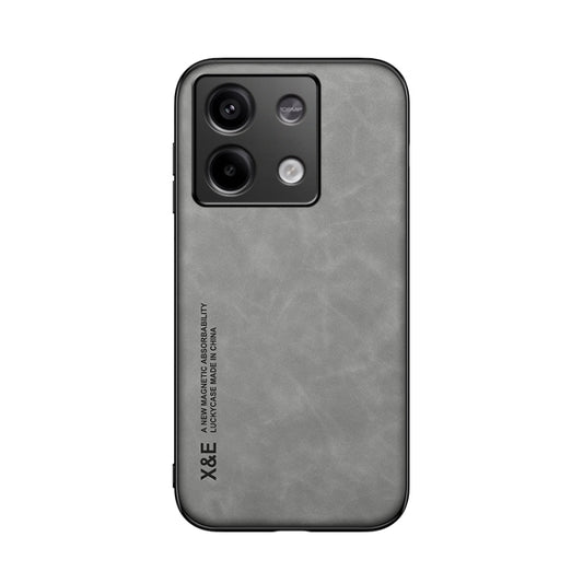 For Xiaomi Redmi Note 13 5G Skin Feel Magnetic Leather Back Phone Case(Light Grey) - Xiaomi Cases by buy2fix | Online Shopping UK | buy2fix