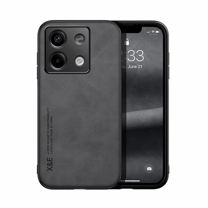 For Xiaomi Redmi Note 13 5G Skin Feel Magnetic Leather Back Phone Case(Dark Grey) - Xiaomi Cases by buy2fix | Online Shopping UK | buy2fix