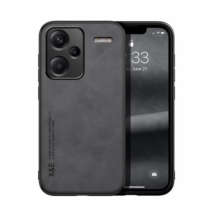 For Xiaomi Redmi Note 13 Pro+ 5G Skin Feel Magnetic Leather Back Phone Case(Dark Grey) - Xiaomi Cases by buy2fix | Online Shopping UK | buy2fix