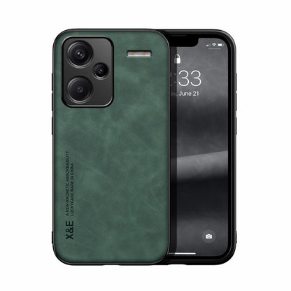 For Xiaomi Redmi Note 13 Pro+ 5G Skin Feel Magnetic Leather Back Phone Case(Green) - Xiaomi Cases by buy2fix | Online Shopping UK | buy2fix