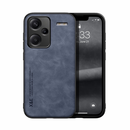 For Xiaomi Redmi Note 13 Pro+ 5G Skin Feel Magnetic Leather Back Phone Case(Blue) - Xiaomi Cases by buy2fix | Online Shopping UK | buy2fix