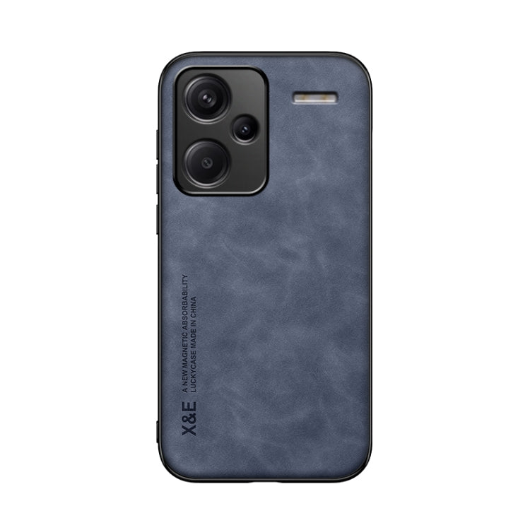 For Xiaomi Redmi Note 13 Pro+ 5G Skin Feel Magnetic Leather Back Phone Case(Blue) - Xiaomi Cases by buy2fix | Online Shopping UK | buy2fix