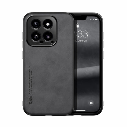 For Xiaomi 14 Skin Feel Magnetic Leather Back Phone Case(Dark Grey) - Xiaomi Cases by buy2fix | Online Shopping UK | buy2fix