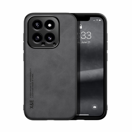 For Xiaomi 14 Skin Feel Magnetic Leather Back Phone Case(Dark Grey) - Xiaomi Cases by buy2fix | Online Shopping UK | buy2fix