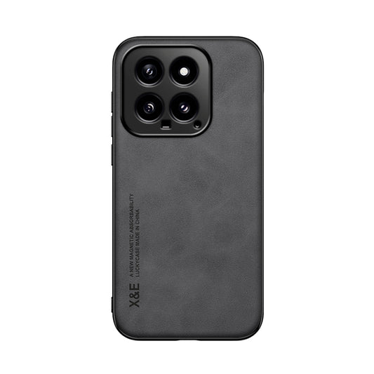 For Xiaomi 14 Skin Feel Magnetic Leather Back Phone Case(Dark Grey) - Xiaomi Cases by buy2fix | Online Shopping UK | buy2fix