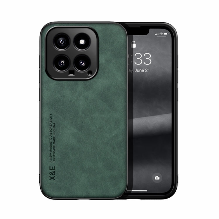 For Xiaomi 14 Skin Feel Magnetic Leather Back Phone Case(Green) - Xiaomi Cases by buy2fix | Online Shopping UK | buy2fix