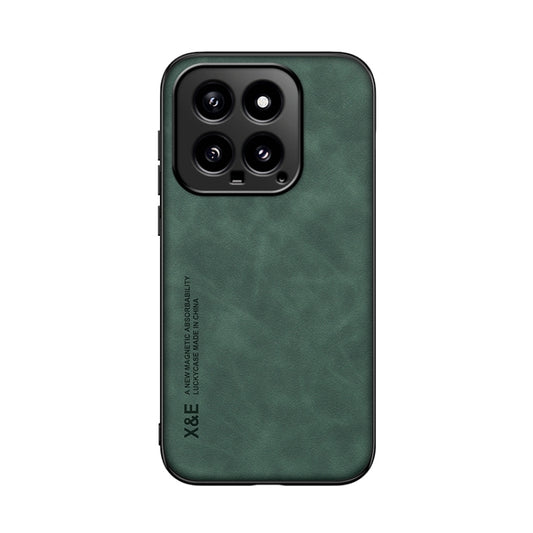 For Xiaomi 14 Skin Feel Magnetic Leather Back Phone Case(Green) - Xiaomi Cases by buy2fix | Online Shopping UK | buy2fix