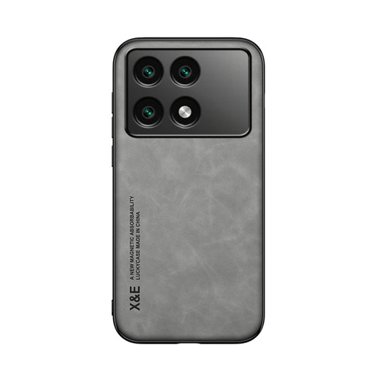 For Xiaomi Redmi K70 Skin Feel Magnetic Leather Back Phone Case(Light Grey) - Xiaomi Cases by buy2fix | Online Shopping UK | buy2fix