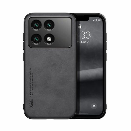For Xiaomi Redmi K70 Skin Feel Magnetic Leather Back Phone Case(Dark Grey) - Xiaomi Cases by buy2fix | Online Shopping UK | buy2fix