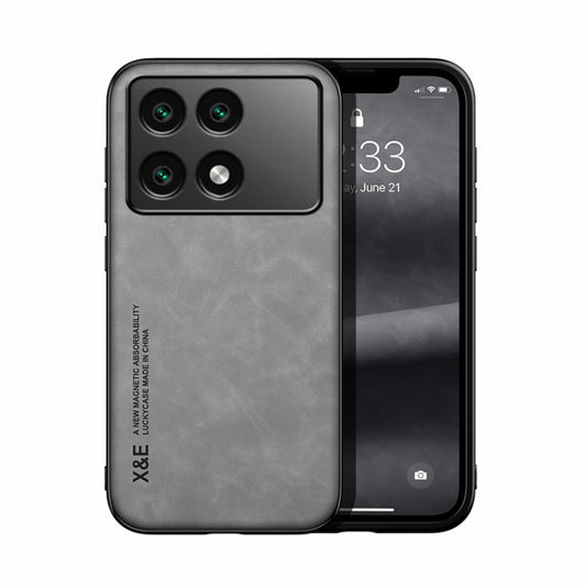 For Xiaomi Redmi K70E Skin Feel Magnetic Leather Back Phone Case(Light Grey) - Xiaomi Cases by buy2fix | Online Shopping UK | buy2fix