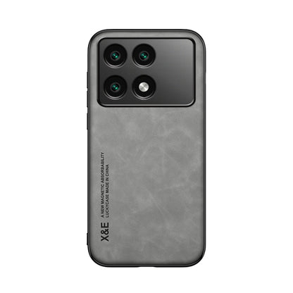 For Xiaomi Redmi K70E Skin Feel Magnetic Leather Back Phone Case(Light Grey) - Xiaomi Cases by buy2fix | Online Shopping UK | buy2fix