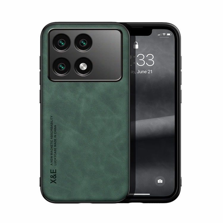 For Xiaomi Redmi K70E Skin Feel Magnetic Leather Back Phone Case(Green) - Xiaomi Cases by buy2fix | Online Shopping UK | buy2fix