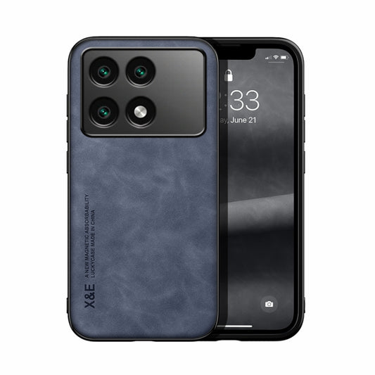 For Xiaomi Redmi K70E Skin Feel Magnetic Leather Back Phone Case(Blue) - Xiaomi Cases by buy2fix | Online Shopping UK | buy2fix