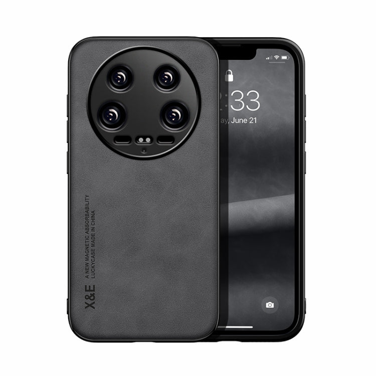 For Xiaomi 14 Ultra Skin Feel Magnetic Leather Back Phone Case(Dark Grey) - 14 Ultra Cases by buy2fix | Online Shopping UK | buy2fix