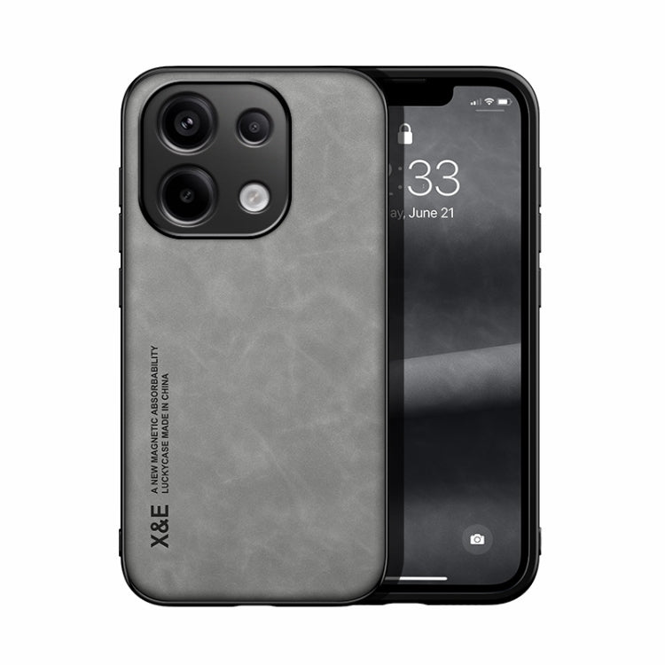 For Xiaomi Redmi Note 13 Pro 4G Skin Feel Magnetic Leather Back Phone Case(Light Grey) - Xiaomi Cases by buy2fix | Online Shopping UK | buy2fix