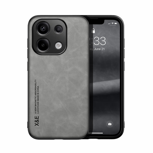 For Xiaomi Redmi Note 13 Pro 4G Skin Feel Magnetic Leather Back Phone Case(Light Grey) - Xiaomi Cases by buy2fix | Online Shopping UK | buy2fix