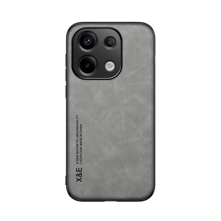 For Xiaomi Redmi Note 13 Pro 4G Skin Feel Magnetic Leather Back Phone Case(Light Grey) - Xiaomi Cases by buy2fix | Online Shopping UK | buy2fix