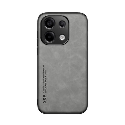 For Xiaomi Redmi Note 13 Pro 4G Skin Feel Magnetic Leather Back Phone Case(Light Grey) - Xiaomi Cases by buy2fix | Online Shopping UK | buy2fix