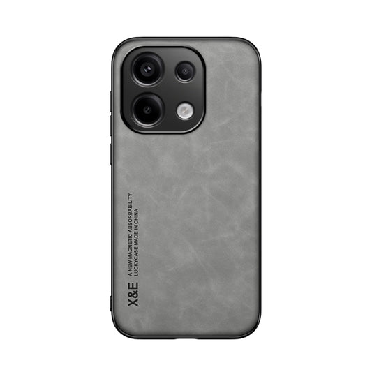 For Xiaomi Redmi Note 13 Pro 4G Skin Feel Magnetic Leather Back Phone Case(Light Grey) - Xiaomi Cases by buy2fix | Online Shopping UK | buy2fix