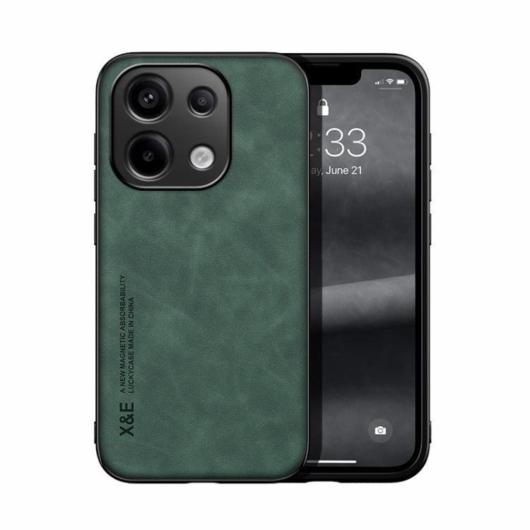 For Xiaomi Redmi Note 13 Pro 4G Skin Feel Magnetic Leather Back Phone Case(Green) - Xiaomi Cases by buy2fix | Online Shopping UK | buy2fix