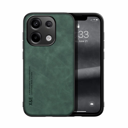 For Xiaomi Redmi Note 13 Pro 4G Skin Feel Magnetic Leather Back Phone Case(Green) - Xiaomi Cases by buy2fix | Online Shopping UK | buy2fix