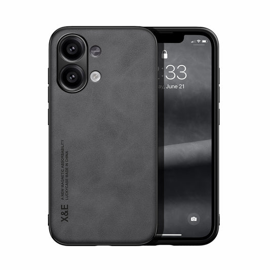 For Xiaomi Redmi Note 13 4G Skin Feel Magnetic Leather Back Phone Case(Dark Grey) - Xiaomi Cases by buy2fix | Online Shopping UK | buy2fix
