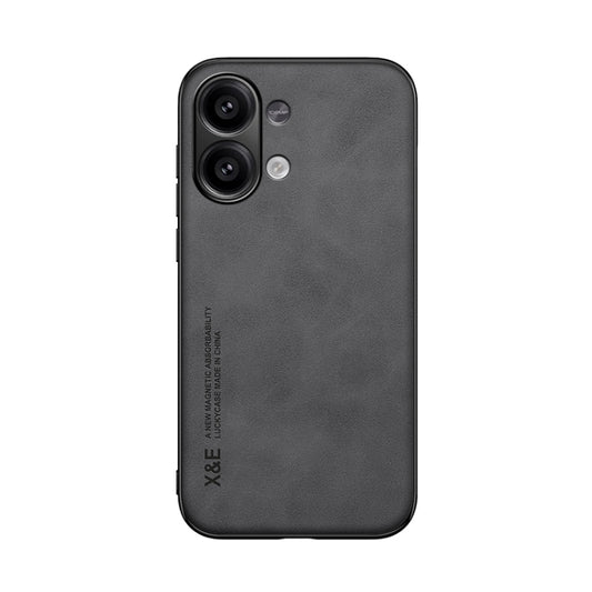 For Xiaomi Redmi Note 13 4G Skin Feel Magnetic Leather Back Phone Case(Dark Grey) - Xiaomi Cases by buy2fix | Online Shopping UK | buy2fix