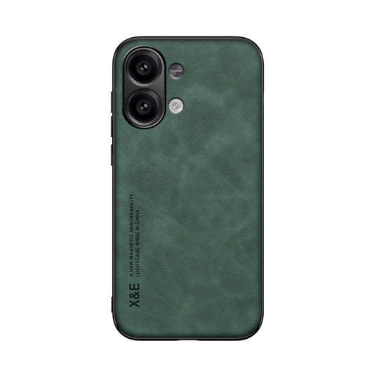 For Xiaomi Redmi Note 13 4G Skin Feel Magnetic Leather Back Phone Case(Green) - Xiaomi Cases by buy2fix | Online Shopping UK | buy2fix