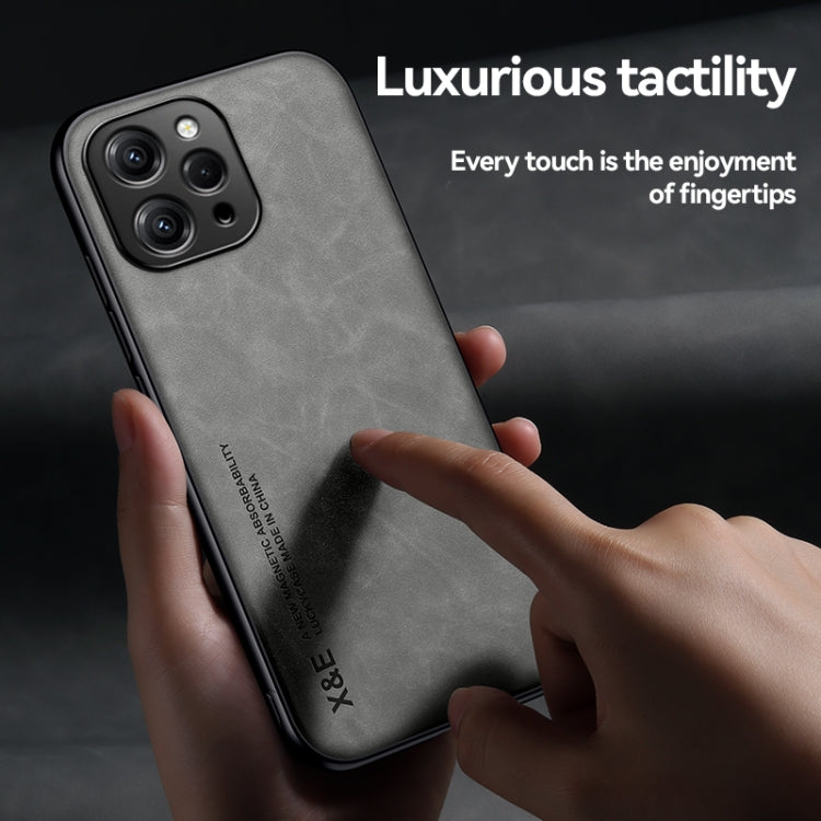 For Xiaomi Redmi Note 13 Pro 4G Skin Feel Magnetic Leather Back Phone Case(Light Grey) - Xiaomi Cases by buy2fix | Online Shopping UK | buy2fix