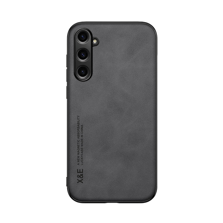 For Samsung Galaxy S23 FE 5G Skin Feel Magnetic Leather Back Phone Case(Dark Grey) - Galaxy S23 FE 5G Cases by buy2fix | Online Shopping UK | buy2fix