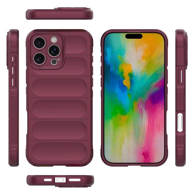 For iPhone 16 Pro Max Magic Shield TPU + Flannel Phone Case(Wine Red) by buy2fix