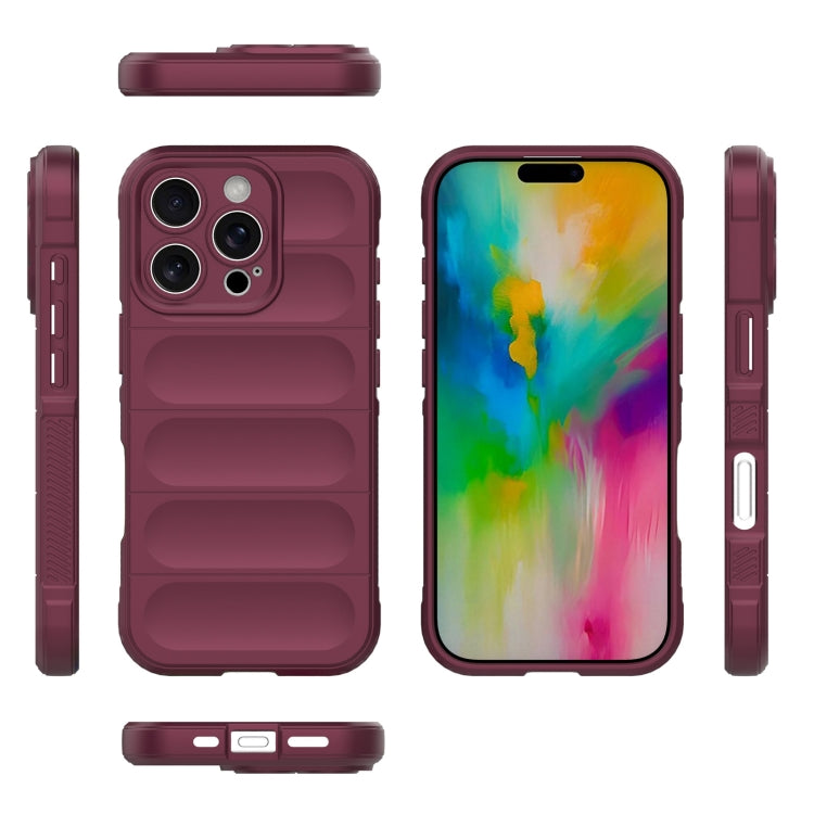 For iPhone 16 Pro Magic Shield TPU + Flannel Phone Case(Wine Red) by buy2fix
