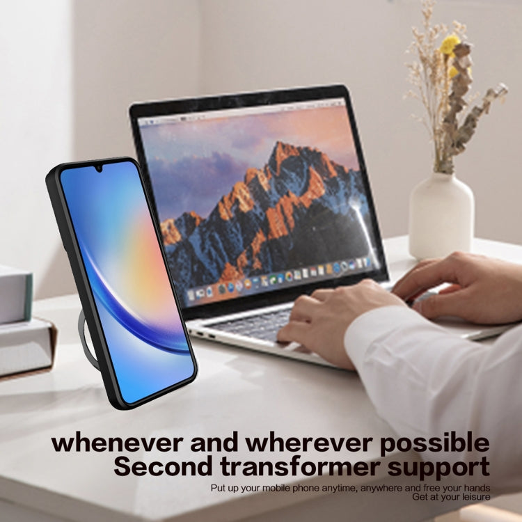 For Samsung Galaxy A35 5G CD Texture Sliding Camshield Magnetic Holder Phone Case(Pink) by buy2fix