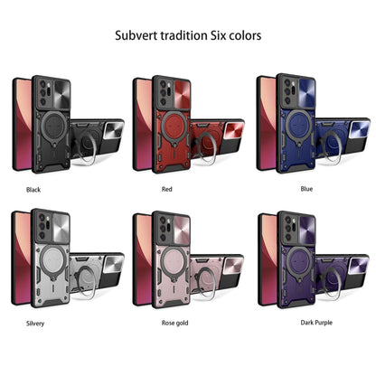 For Samsung Galaxy Note20 Ultra CD Texture Sliding Camshield Magnetic Holder Phone Case(Black) by buy2fix