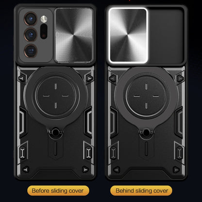 For Samsung Galaxy Note20 Ultra CD Texture Sliding Camshield Magnetic Holder Phone Case(Black) by buy2fix