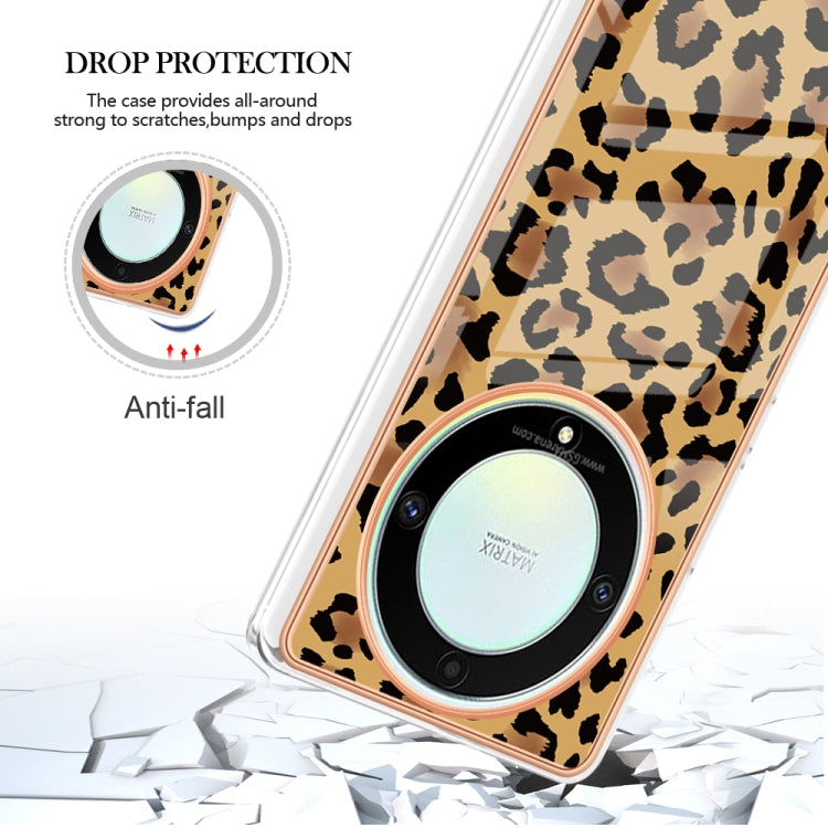 For Honor X9a / Magic5 Lite Electroplating Marble Dual-side IMD Phone Case(Leopard Print) - Honor Cases by buy2fix | Online Shopping UK | buy2fix