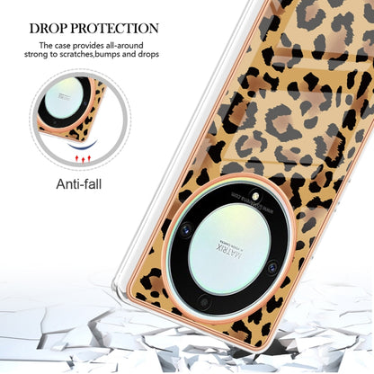 For Honor X9a / Magic5 Lite Electroplating Marble Dual-side IMD Phone Case(Leopard Print) - Honor Cases by buy2fix | Online Shopping UK | buy2fix