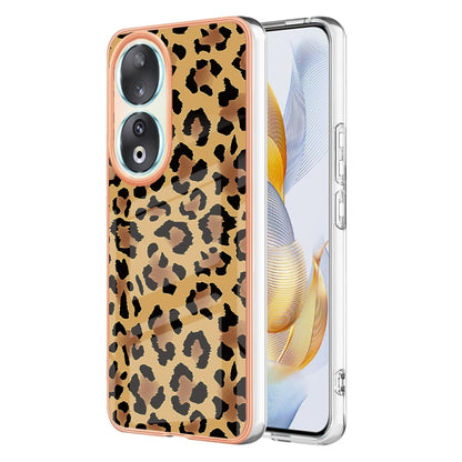 For Honor 90 5G Electroplating Marble Dual-side IMD Phone Case(Leopard Print) - Honor Cases by buy2fix | Online Shopping UK | buy2fix
