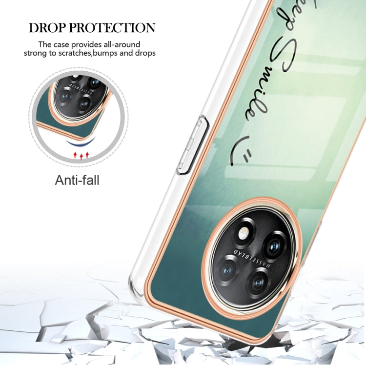 For OnePlus 11 Electroplating Marble Dual-side IMD Phone Case(Smile) - OnePlus Cases by buy2fix | Online Shopping UK | buy2fix