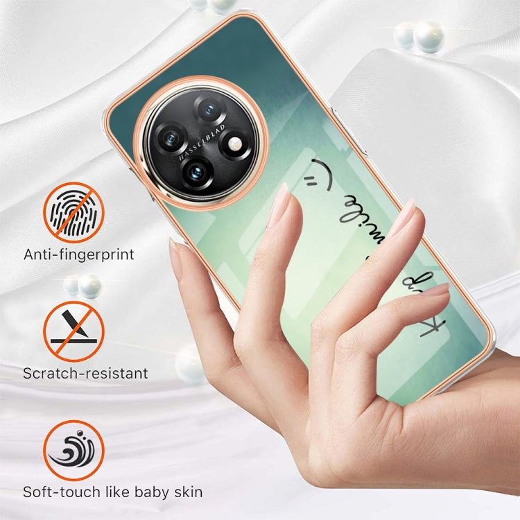 For OnePlus 11 Electroplating Marble Dual-side IMD Phone Case(Smile) - OnePlus Cases by buy2fix | Online Shopping UK | buy2fix