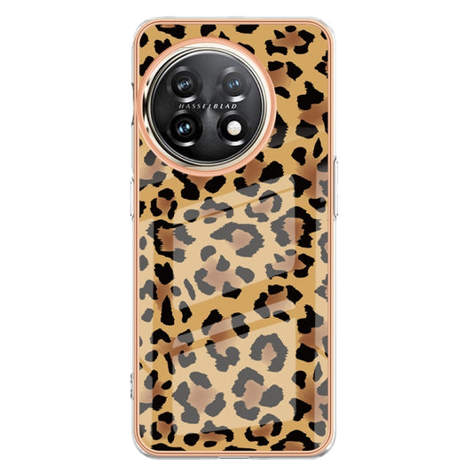 For OnePlus 11 Electroplating Marble Dual-side IMD Phone Case(Leopard Print) - OnePlus Cases by buy2fix | Online Shopping UK | buy2fix