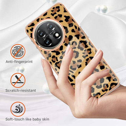 For OnePlus 11 Electroplating Marble Dual-side IMD Phone Case(Leopard Print) - OnePlus Cases by buy2fix | Online Shopping UK | buy2fix
