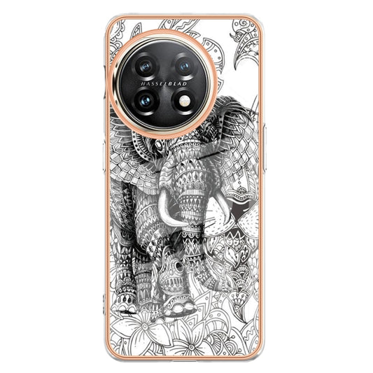 For OnePlus 11 Electroplating Marble Dual-side IMD Phone Case(Totem Elephant) - OnePlus Cases by buy2fix | Online Shopping UK | buy2fix