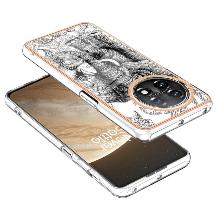 For OnePlus 11 Electroplating Marble Dual-side IMD Phone Case(Totem Elephant) - OnePlus Cases by buy2fix | Online Shopping UK | buy2fix