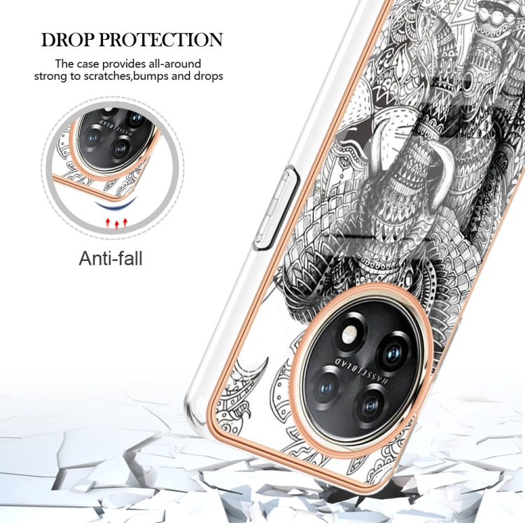 For OnePlus 11 Electroplating Marble Dual-side IMD Phone Case(Totem Elephant) - OnePlus Cases by buy2fix | Online Shopping UK | buy2fix