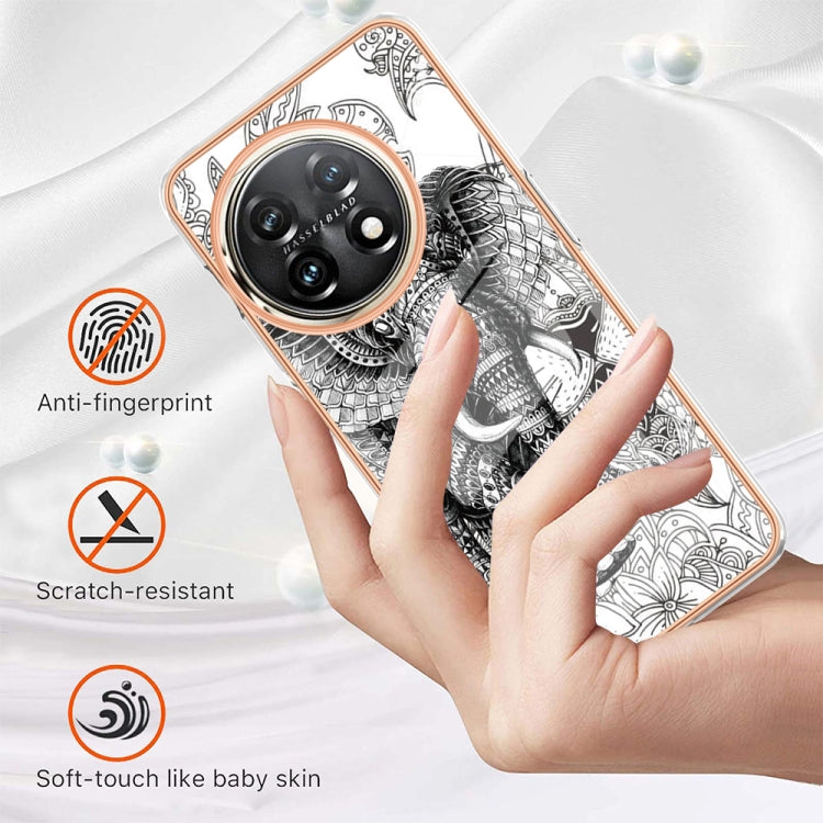 For OnePlus 11 Electroplating Marble Dual-side IMD Phone Case(Totem Elephant) - OnePlus Cases by buy2fix | Online Shopping UK | buy2fix