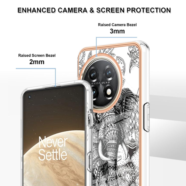 For OnePlus 11 Electroplating Marble Dual-side IMD Phone Case(Totem Elephant) - OnePlus Cases by buy2fix | Online Shopping UK | buy2fix