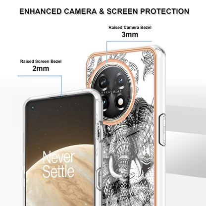 For OnePlus 11 Electroplating Marble Dual-side IMD Phone Case(Totem Elephant) - OnePlus Cases by buy2fix | Online Shopping UK | buy2fix