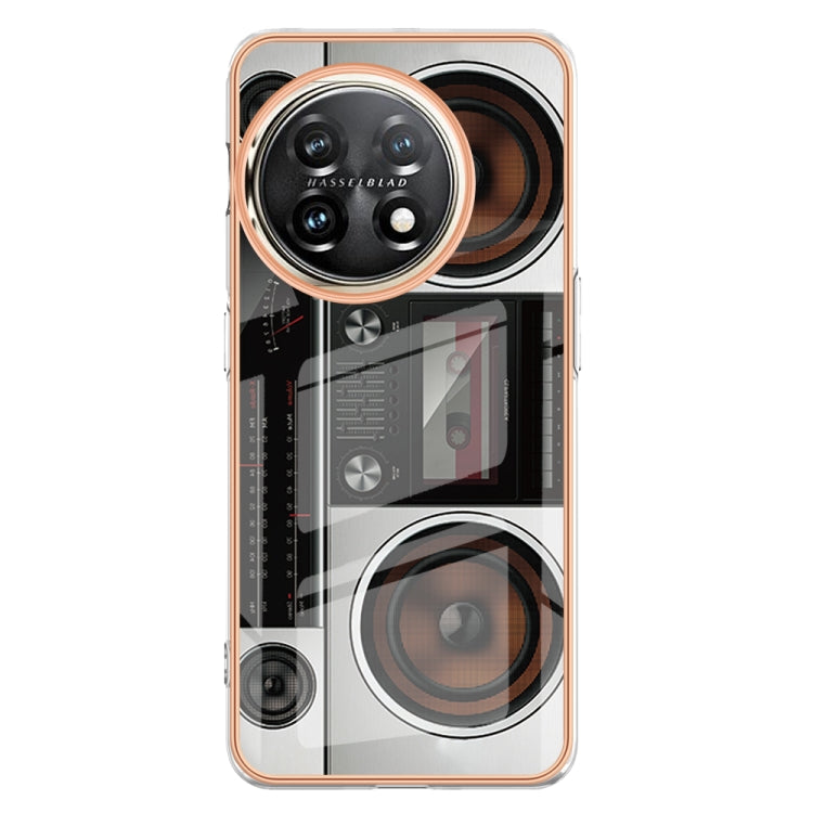 For OnePlus 11 Electroplating Marble Dual-side IMD Phone Case(Retro Radio) - OnePlus Cases by buy2fix | Online Shopping UK | buy2fix
