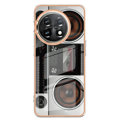 For OnePlus 11 Electroplating Marble Dual-side IMD Phone Case(Retro Radio) - OnePlus Cases by buy2fix | Online Shopping UK | buy2fix